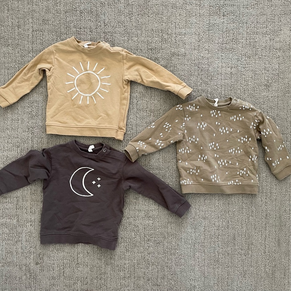 Quincy Mae Fleece Sweatshirt Bundle, 6-12 Months, Sun, Moon, Trees, Embroidered